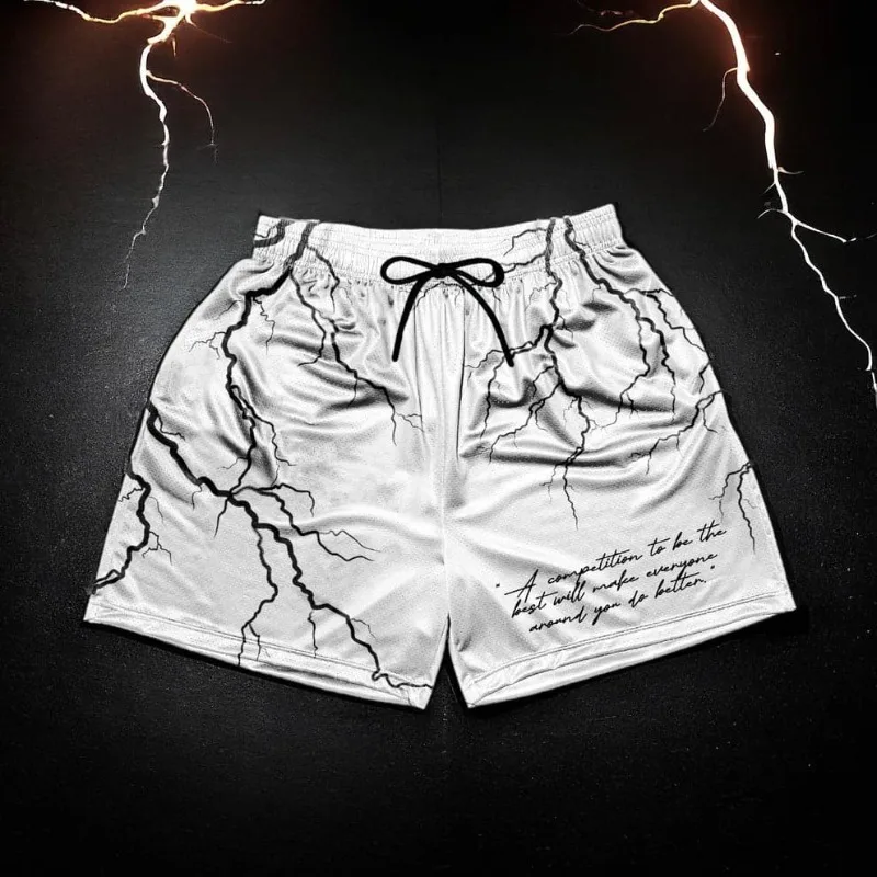 2026 New Trendy Lightning Shorts for Men and Women Couple Style High Street Style Mesh Breathable Sports Shorts, Family Matching