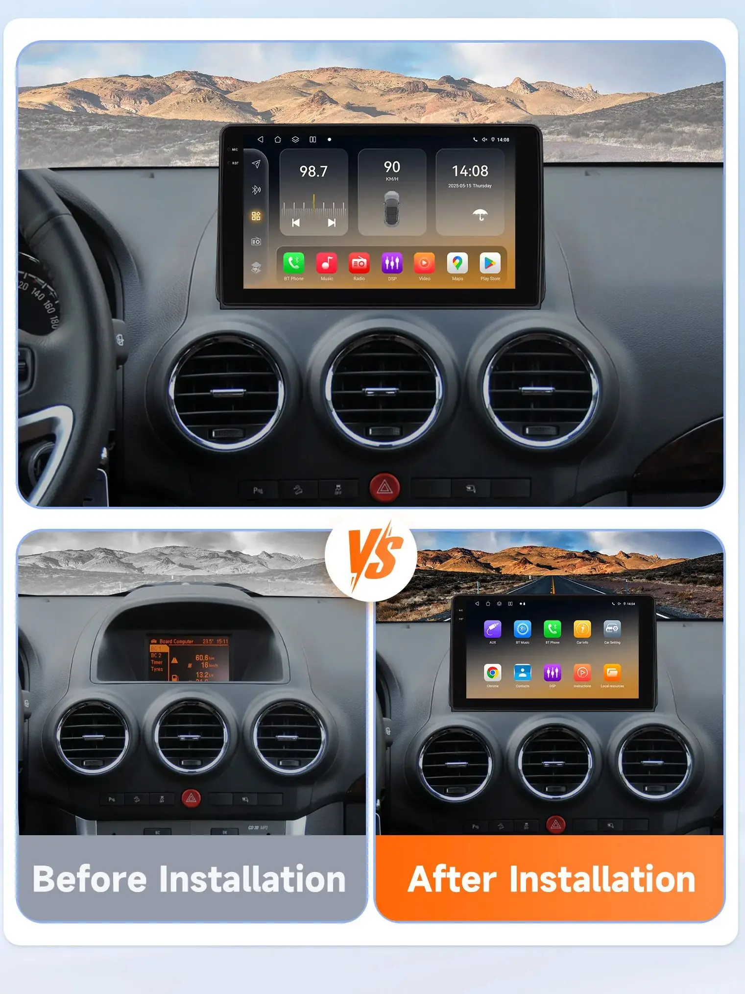 Hizpo Carplay Android Auto Autoradio für Opel Antara 1 2006–2017 Auto Multimedia GPS 4G 360 Kamera von Qualcomm Snapdragon 6115