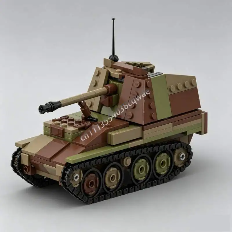 410PCS Land War Camouflage Tank Destroyer MOC Model Custom Building Blocks Assembly Educational Collection Display Birthday Gift