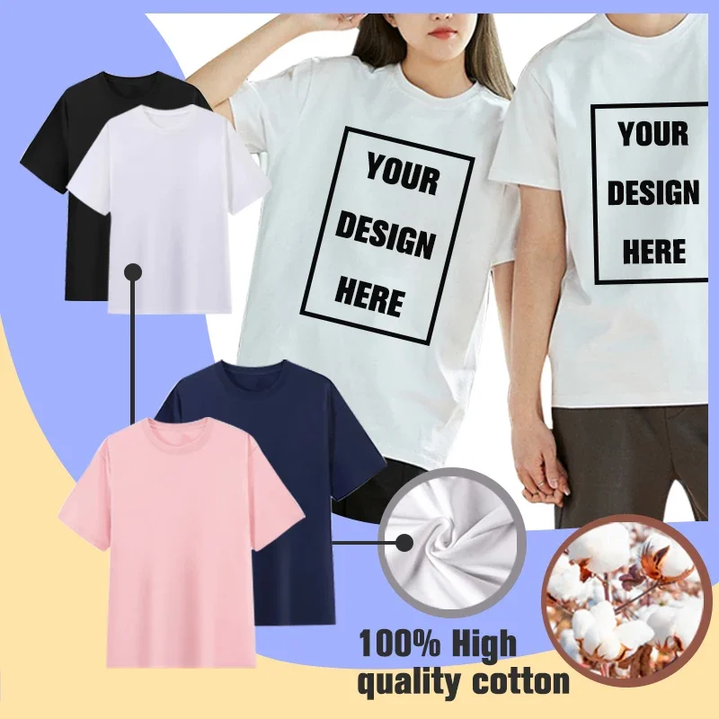 Customized Printed Leisure T Shirt Harajuku Women Tee DIY Your Like Photo or Logo 11color T-shirt Fashion Custom Men Tops Tshirt