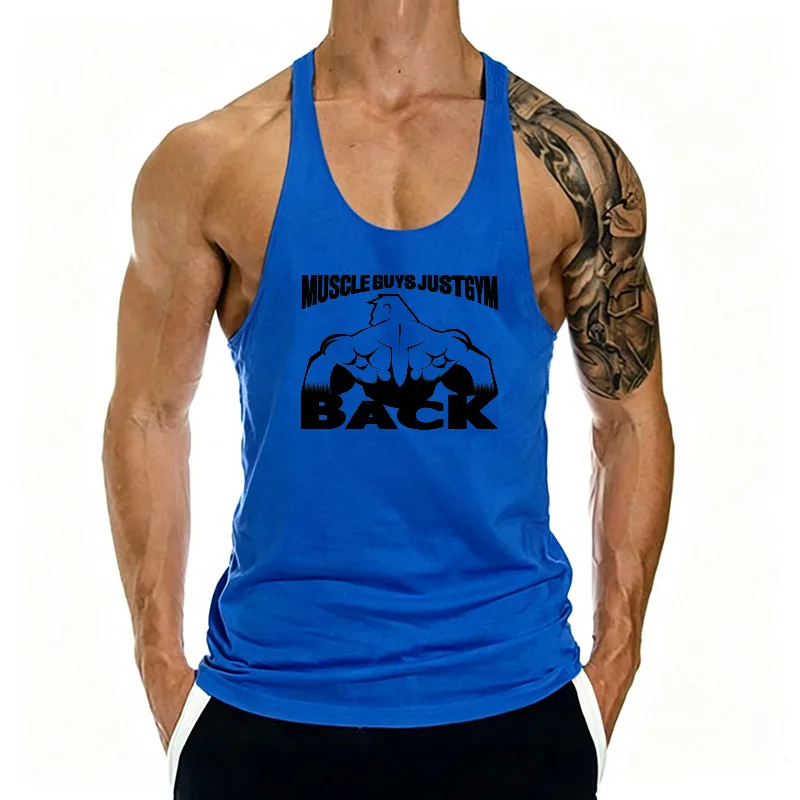 Mens Cotton Athletic Training Stringer Tank Tops Running Vests Y-Back Racerback Muscleguys Gym Bodybuilding Workout Tops