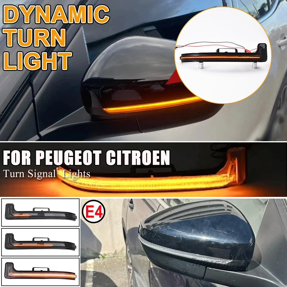 Dynamic LED Side Mirror Blinker Lights Turn Signal Lamps 2PCS For Peugeot 3008 5008 II MK2 Citroen C5 Aircross 2017-2022