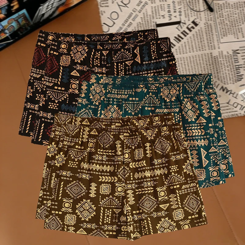 

6Pcs Men's Boxer Shorts Set With Ethnic Tribal Patterns Multi-Color Breathable Comfortable Men's Home Underwear Men's Underwear