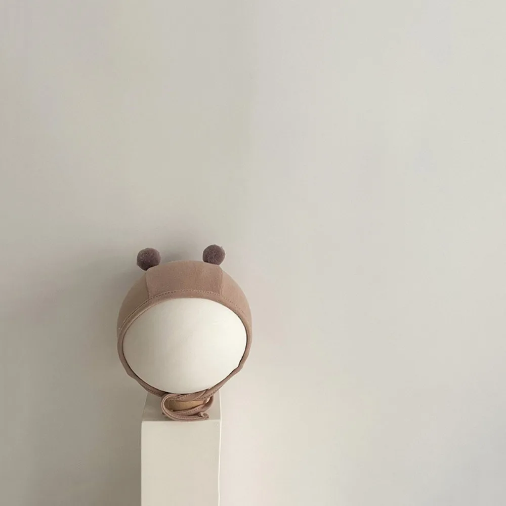 

Thin Windproof Baby Bear Ear Protection Hat No Brim Pullover Style Newborn Infant Hats Cotton Thickened Cartoon Design