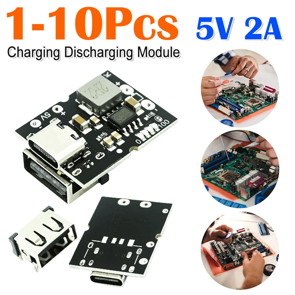 

5V 2A Charge Discharge Integrated Module Type-C Input Battery Charging Module Support 4.2V Lithium Battery Charge Protection