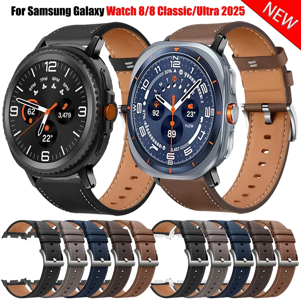 

Кожаный ремешок для Samsung Galaxy Watch 8 Classic 8, 44 мм, 40 мм, 46 мм, ремешки без зазоров для Galaxy Watch Ultra 2, 47 мм, браслет, ремешок для часов