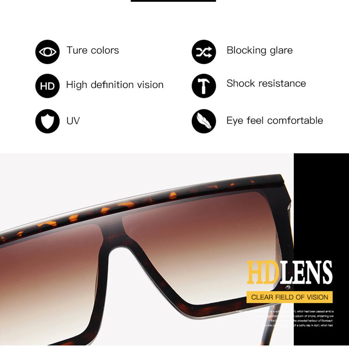Neue Trend-Sonnenbrille mit dickem Rahmen – Persönliche Oversize-Brille für Damen und Herren im Export-Design – Detail 11
