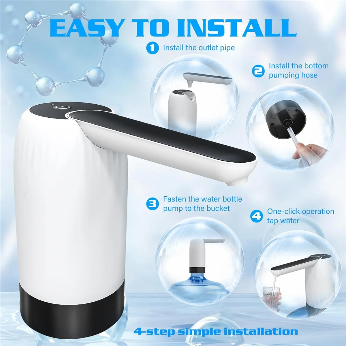 مضخة توزيع مياه زجاجة سعة 5 جالون - موزع إبريق مياه الشرب الأوتوماتيكي مع شحن USB، كهربائي محمول