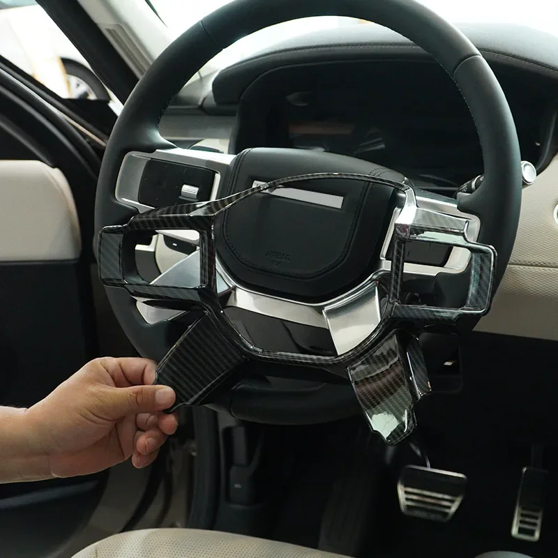 

For Land Rover Discovery 5 LR5 2021-25 ABS Carbon Fiber Car Steering Wheel Button Cover Trim Sticker Interior Car Accessories