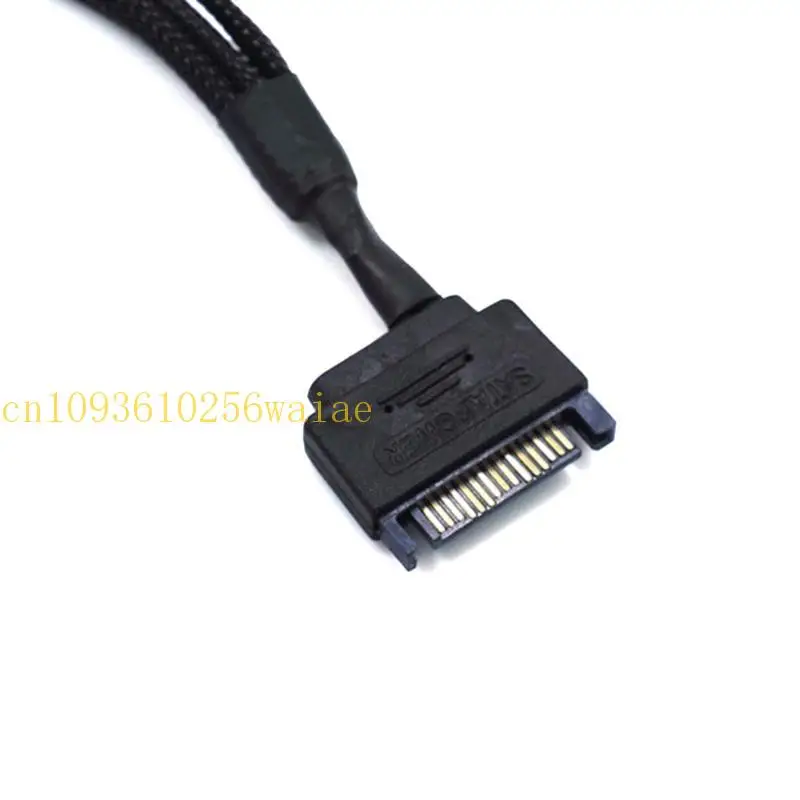 652F SATA 15Pin to 5-Port 3pin/4pin Adapter Cable Black Nylon Braided Cooling Fan Sleeved Power Splitter Extension Cord Wire