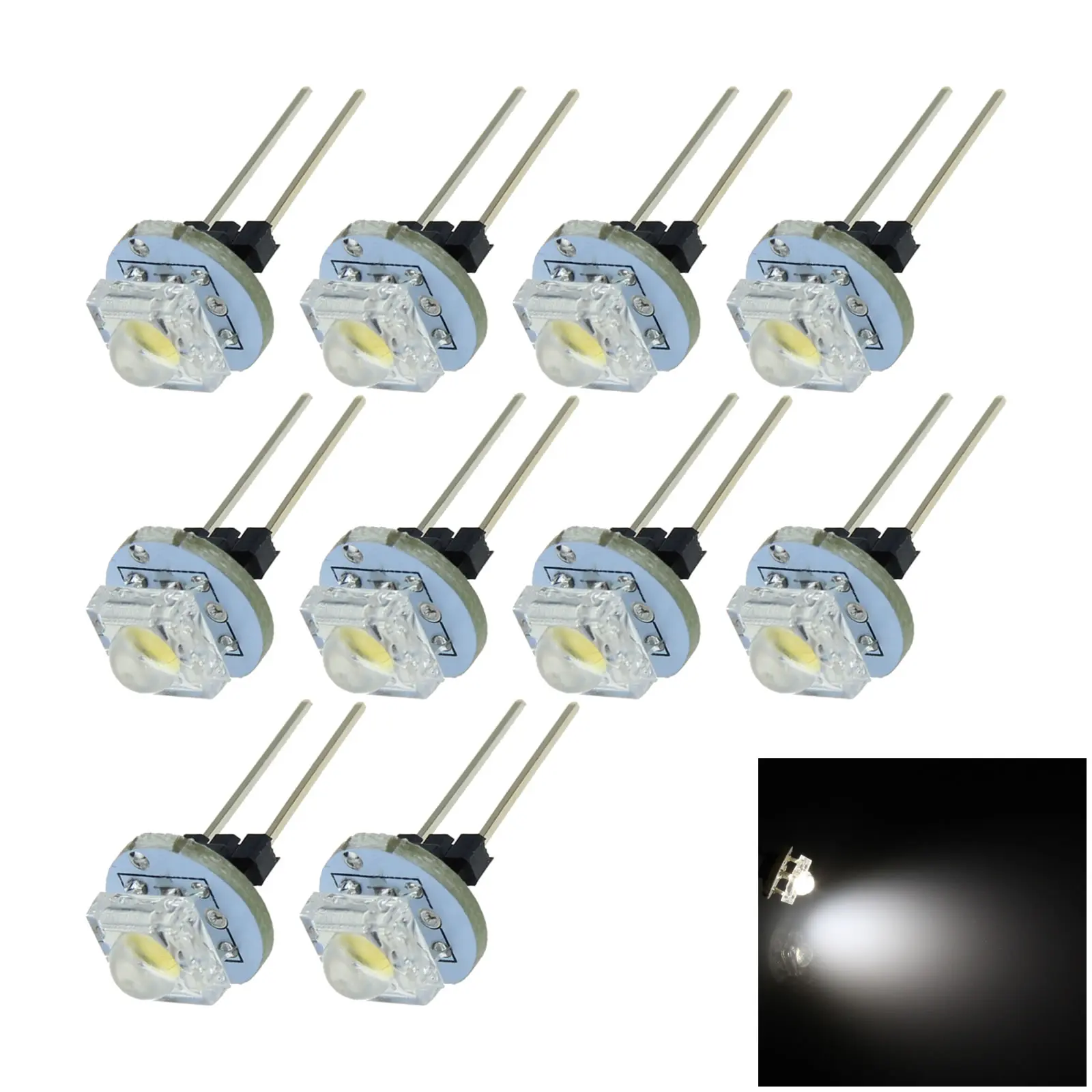 10x White Decor G4 Cabinet Lamp Replace Halogen Light Super Flux Energy Saving 1 Emitters LED T018-W