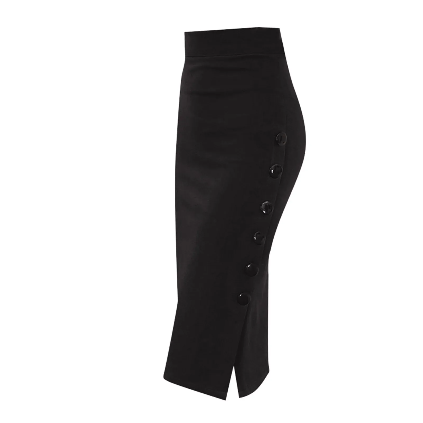 Women’s Black And Red Color Sexy Slim Fit High Waist Dress With Buttons Ladies High Street Fashion Hip Wrap Pencil Half Skirt