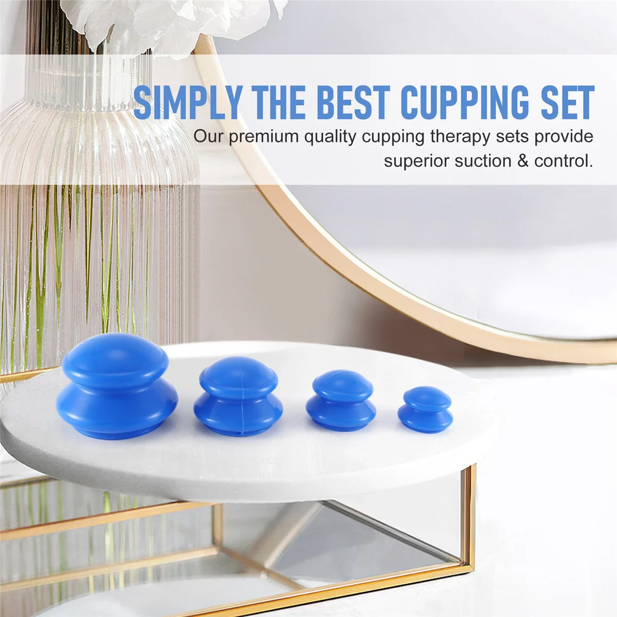 Ventouse-latas de vacío azules de silicona para masaje, Ventouse anticelulitis, terapia física, dispositivo de cuidado de la salud, 4 piezas