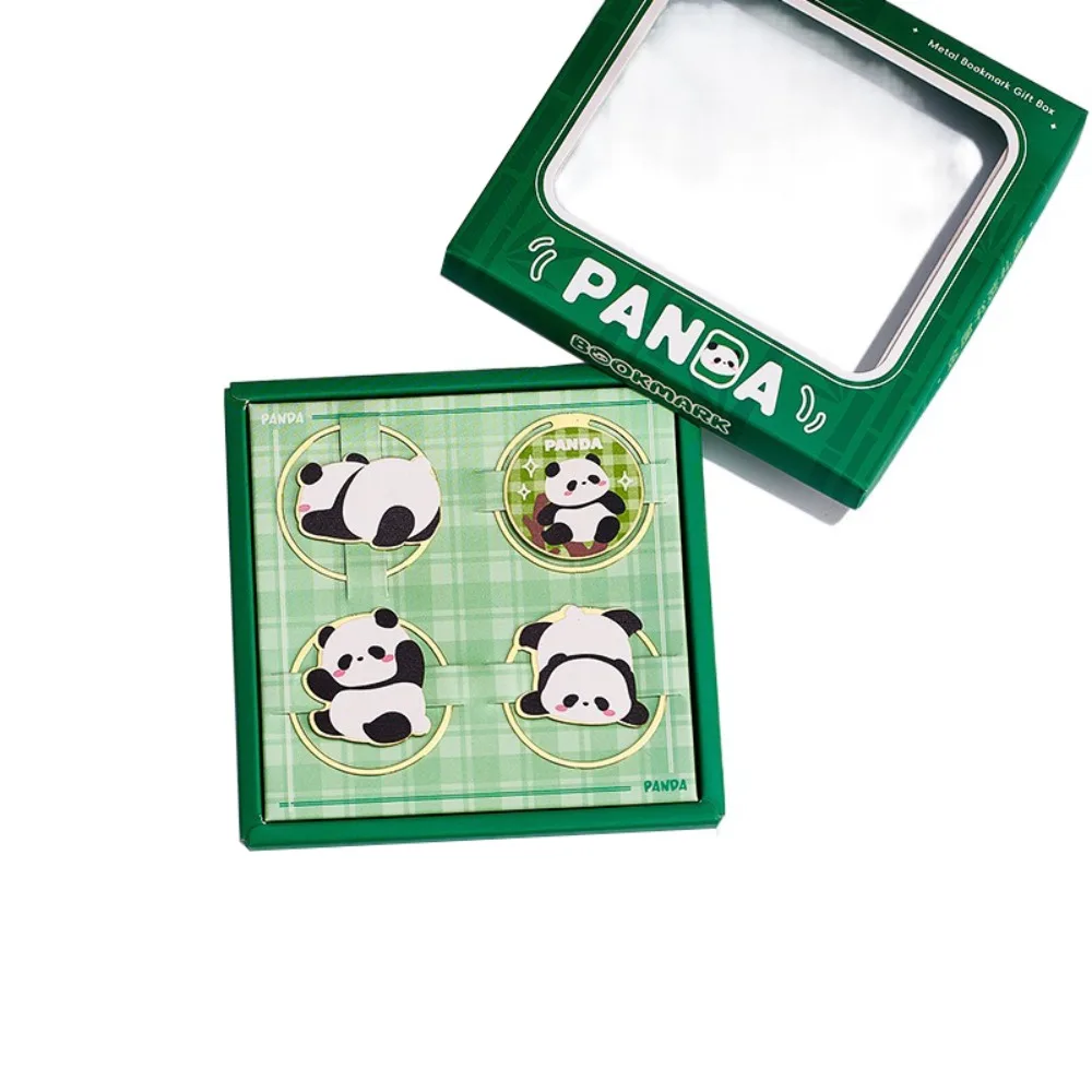4Pcs Teacher Gift Kawaii Panda Brass Bookmark Classical Cute Chinese Style Bookmark Creative Book Page Clip Kids
