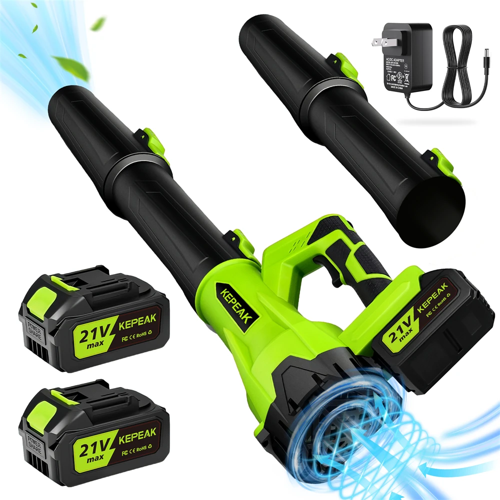 

Fast Charger Cordless Leaf Blower 21V Air Electric Brushless 650CFM/280MPH 6 Speed Levels 2Batteries Power Tool Snow Dust Clean