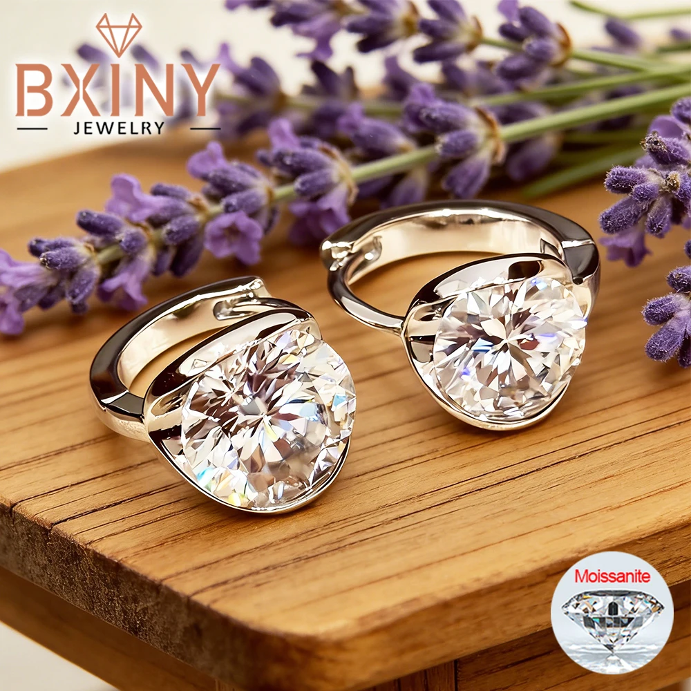

BXINY 4cttw серьги-кольца с муассанитом, 100% серебро S925, пряжки для ушей, лабораторные серьги-гвоздики Diamomd для женщин, подарки, сертификат ювелирных изделий