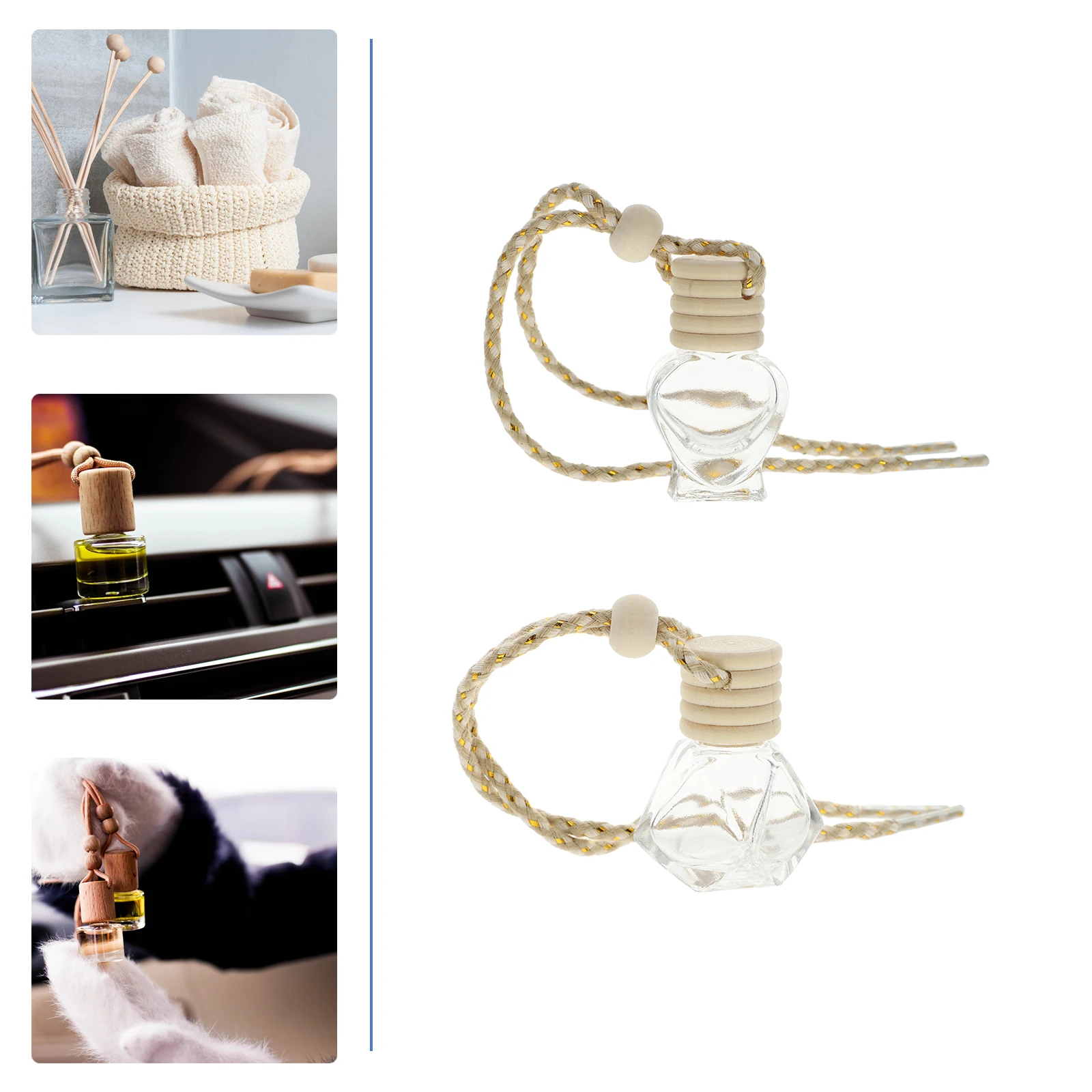 

10Pcs Car Perfume Bottle Hanging Pendant Essential Oil Diffuser Aromatherapy Air Freshener Relaxing Indoor Car Decoration