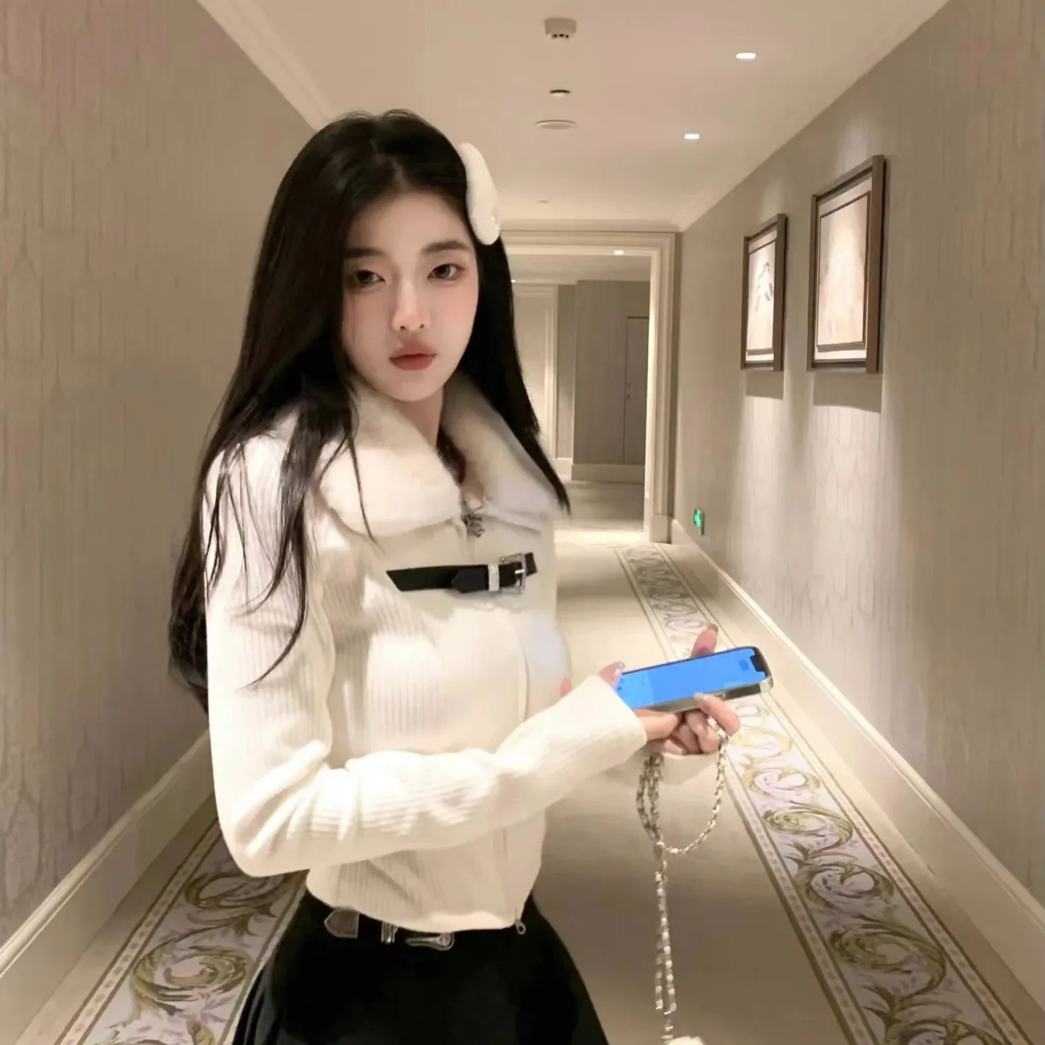 Maglione lavorato a maglia pullover vintage bianco Y2k donna estetica Harajuku elegante pullover a maniche lunghe moda anni 2000 vestiti autunno nuovo