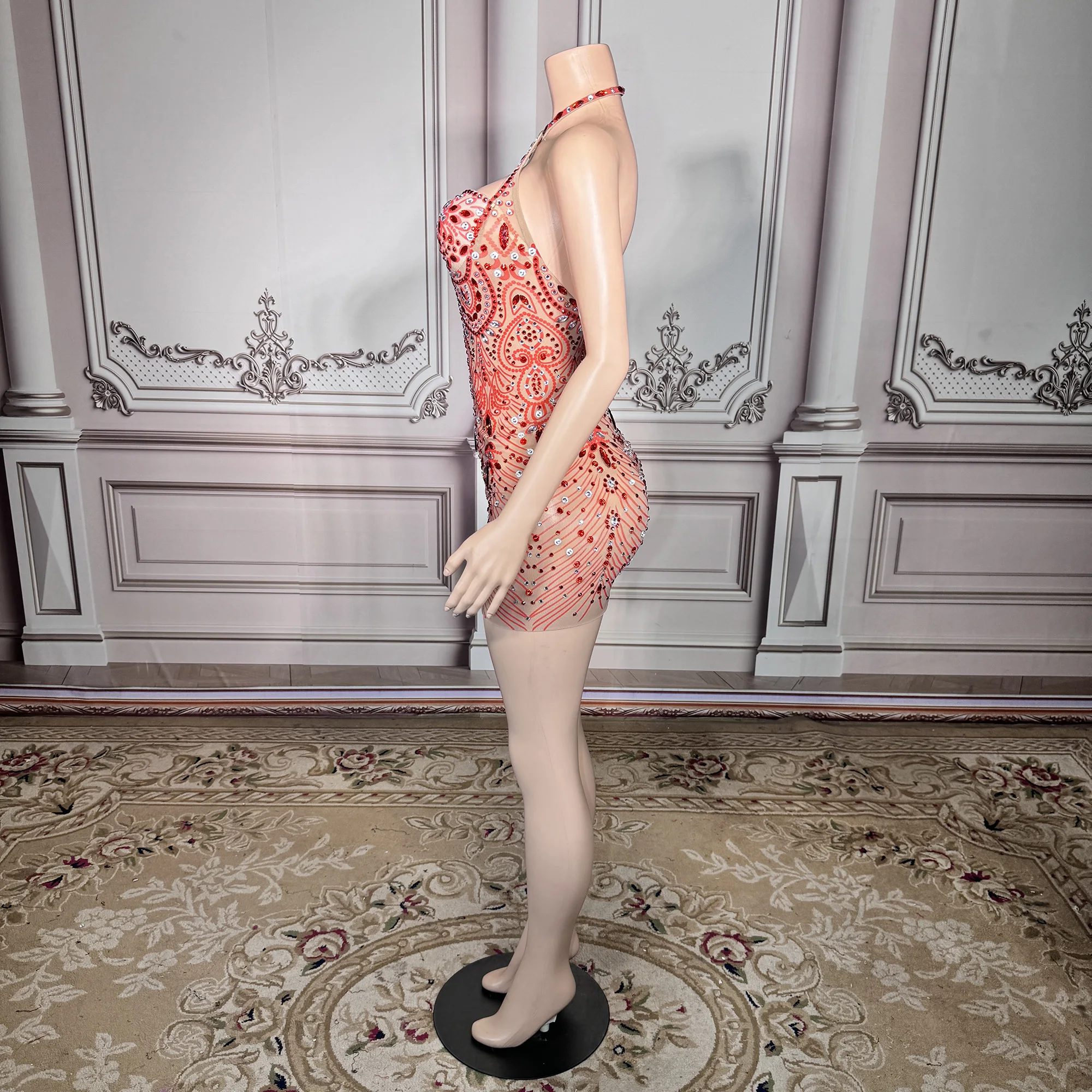 ZD Hot Sale Items Halter Glitter Wedding Dress Club Party Slim Fit Red Casual Dresses Backless Ladies Night Sexy