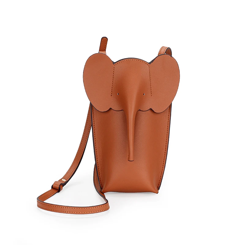 Bolso pequeño de cuero de lujo para mujer, bolsa de teléfono móvil con forma de elefante, bandolera versátil, nueva moda