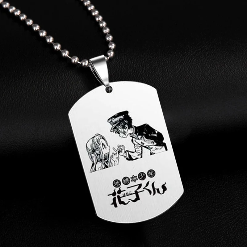 Anime Toilet Bound Hanako Kun Necklace Jibaku Shounen Hanako Kun Black Stainless Steel Black Tag Pendants Necklaces Jewelry Gift