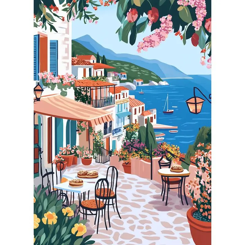 

RUOPOTY Diy Painting By Numbers Kits Seaside Store Handpainted Acrylic Painting On Canvas Diy Ideas Crafts For Home Decors