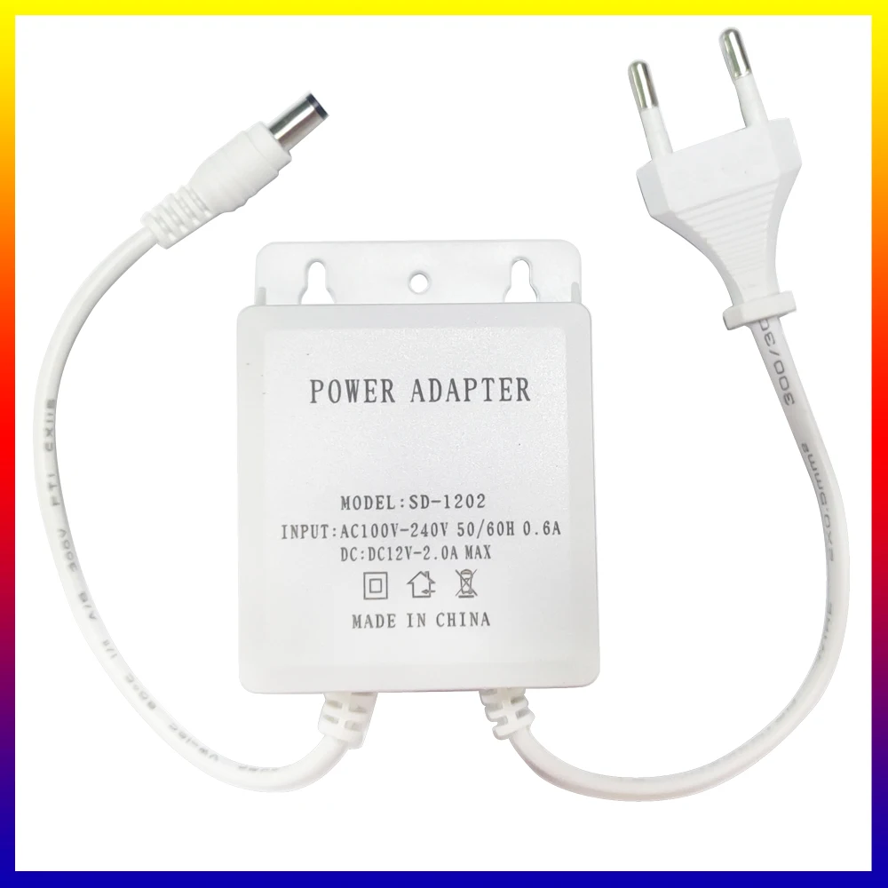 Waterproof DC12V 2A EU Power Adapter For Surveillance CCTV Security Cameras AHD Camera DVR NVR Input AC100V-240V 5.5mm*2.1mm