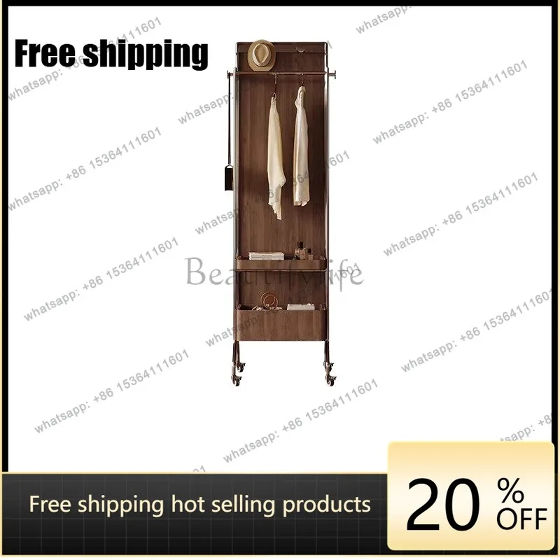 LJY Yellow Unique Sturdy Clothes Rack Rolling Metal Wheels Modern Clothing Racks Hotel Bedroom Percheros De Pared Home Furniture