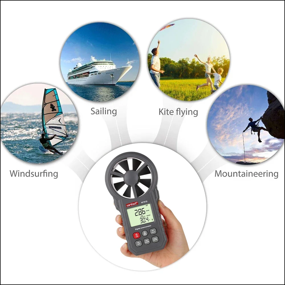 Digital Anemometer Thermometer Humidity Meter Portable Wind Speed Meter With USB Bluetooth Anemometro Handheld Wind Meter