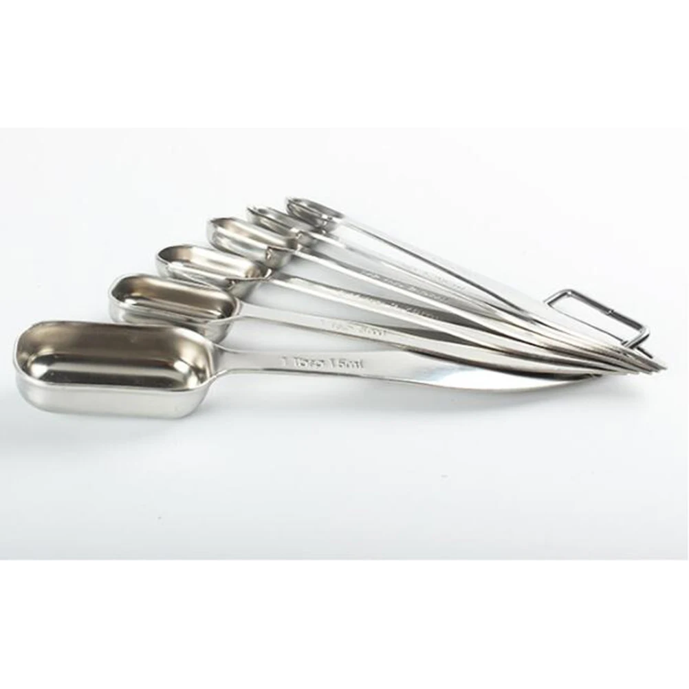 

6pcs Stainless Steel Measuring Spoon Set Kitchen Tools Graduated Spoons For Baking Coffee Spice Salt Liquid Dry Ingredients