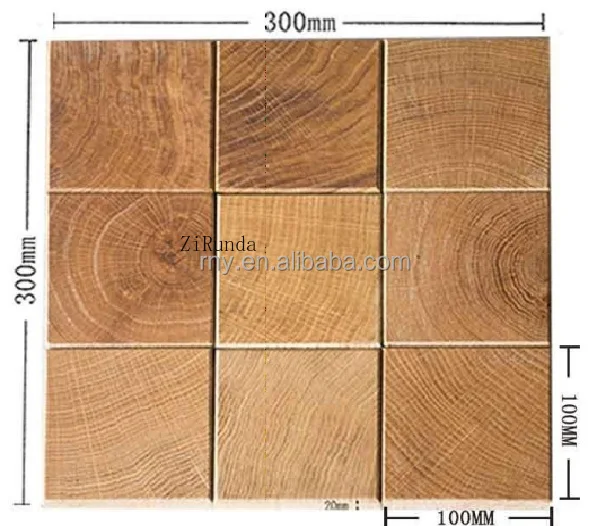 맞춤형 크로스컷 패턴 오크 타일, 오크 모자이크 패턴 목재 바닥