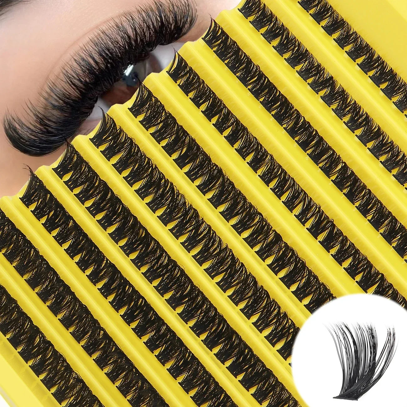 200 clusters of 80D40D yellow trays and pink trays, single-cluster DIY segmented European DIY false eyelashes