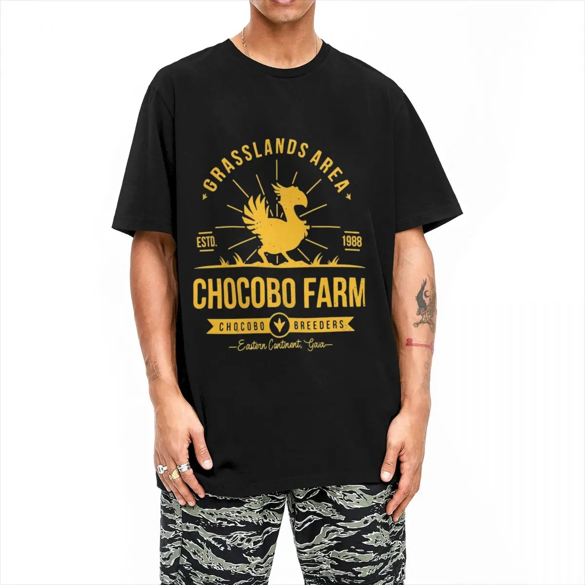 Chocobo Farm Final Fantasy T-Shirt Unisex Cotton Clothes Vintage Video Game O-neck Short Sleeve