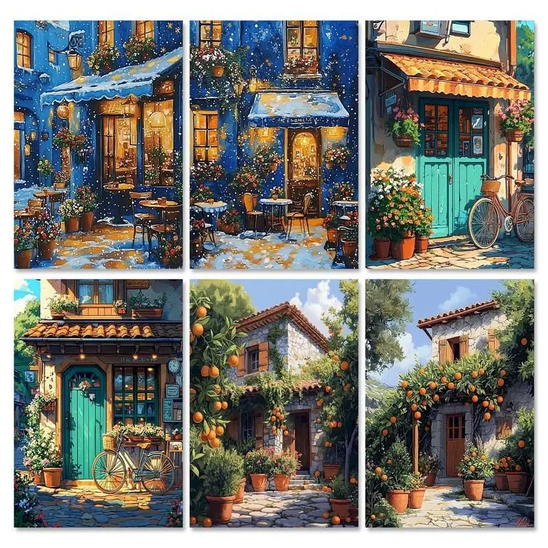 

GATYZTORY Frame Paint By Number For Adults Beginner Balcony Landscape Diy Acrylic On Numbers Painting Kit For Room Wall Decor