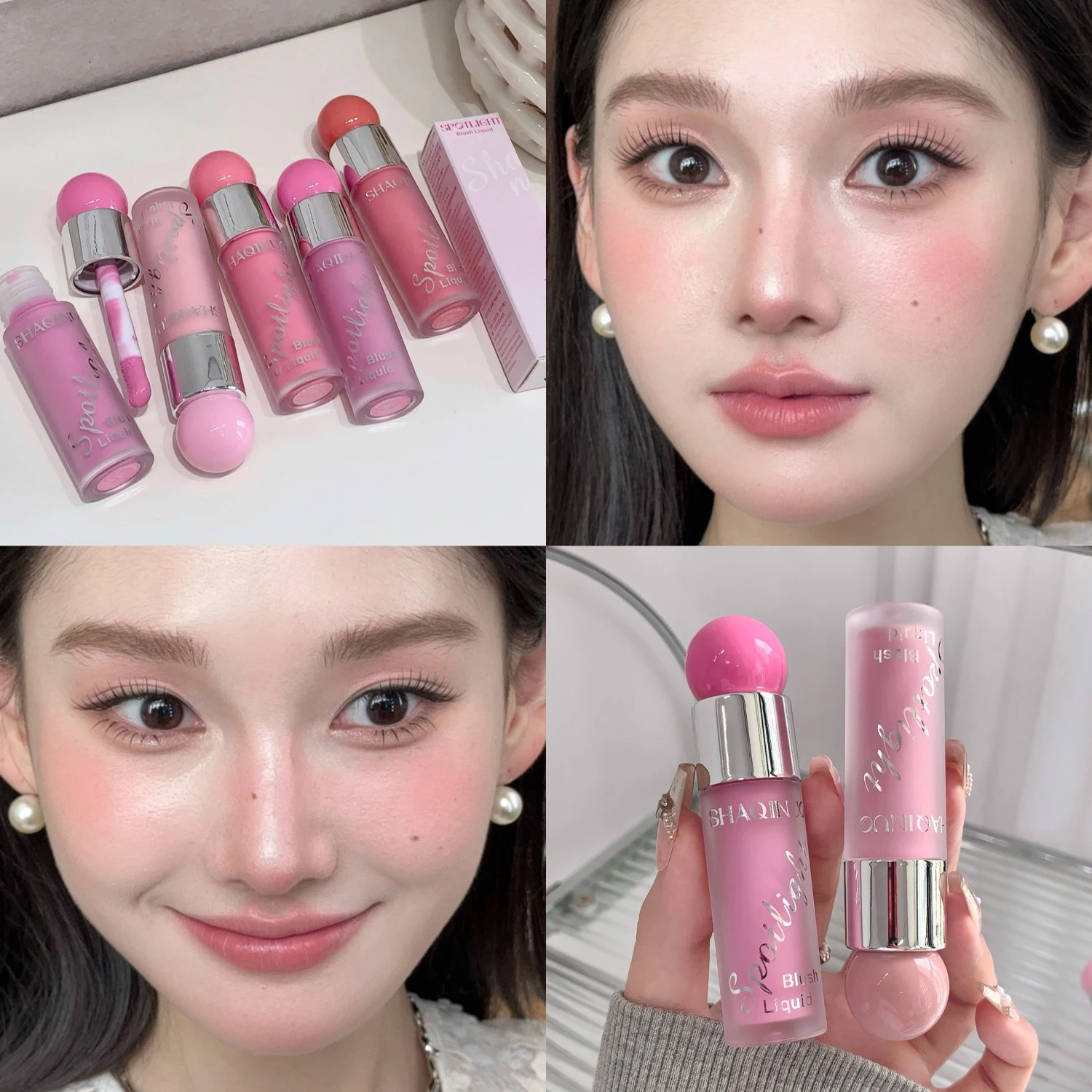 أحمر الخدود السائل عصا المشمش الوردي لينة ماتي السائل كريم أحمر الخدود ترطيب خفيفة الوزن الجمال توسيع الخد تينت ماكياج الكورية