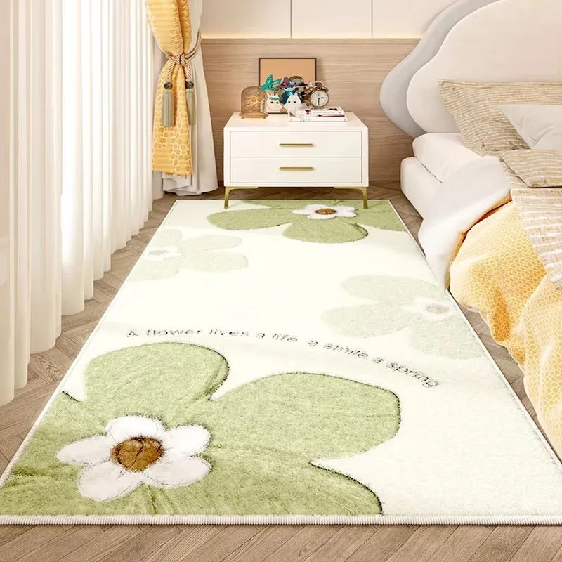 VIKAMA Oil Painting Floral Rectangular Rug—Machine-Washable, Warm, for Walk-In Closets, Bedside in Bedrooms, and Home Decor