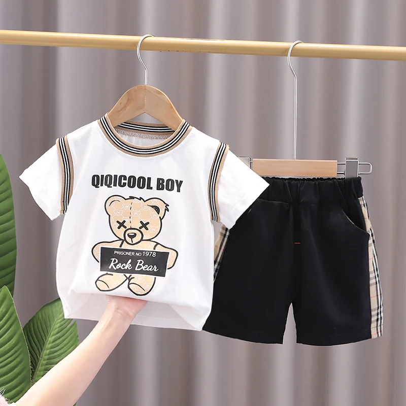 Fashion Korean Style Baby boys T-shirt+Short Pants sets 0-5Years Kids Clothes Suits Quality Summer