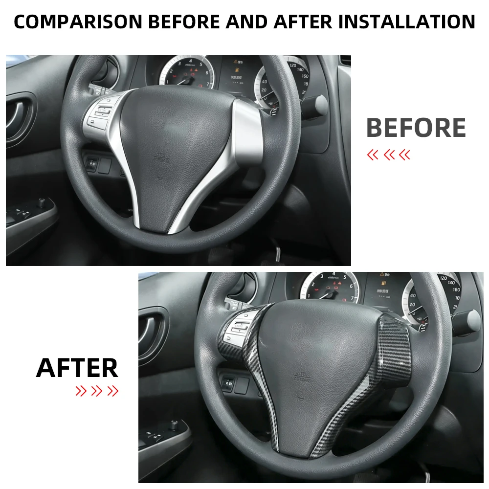 For Nissan Navara NP300 2015-2025 Qashqai J11 X-Trail T32 Teana Altima 2013-2018 Steering Wheel Panel Cover Trim Sticker view 2