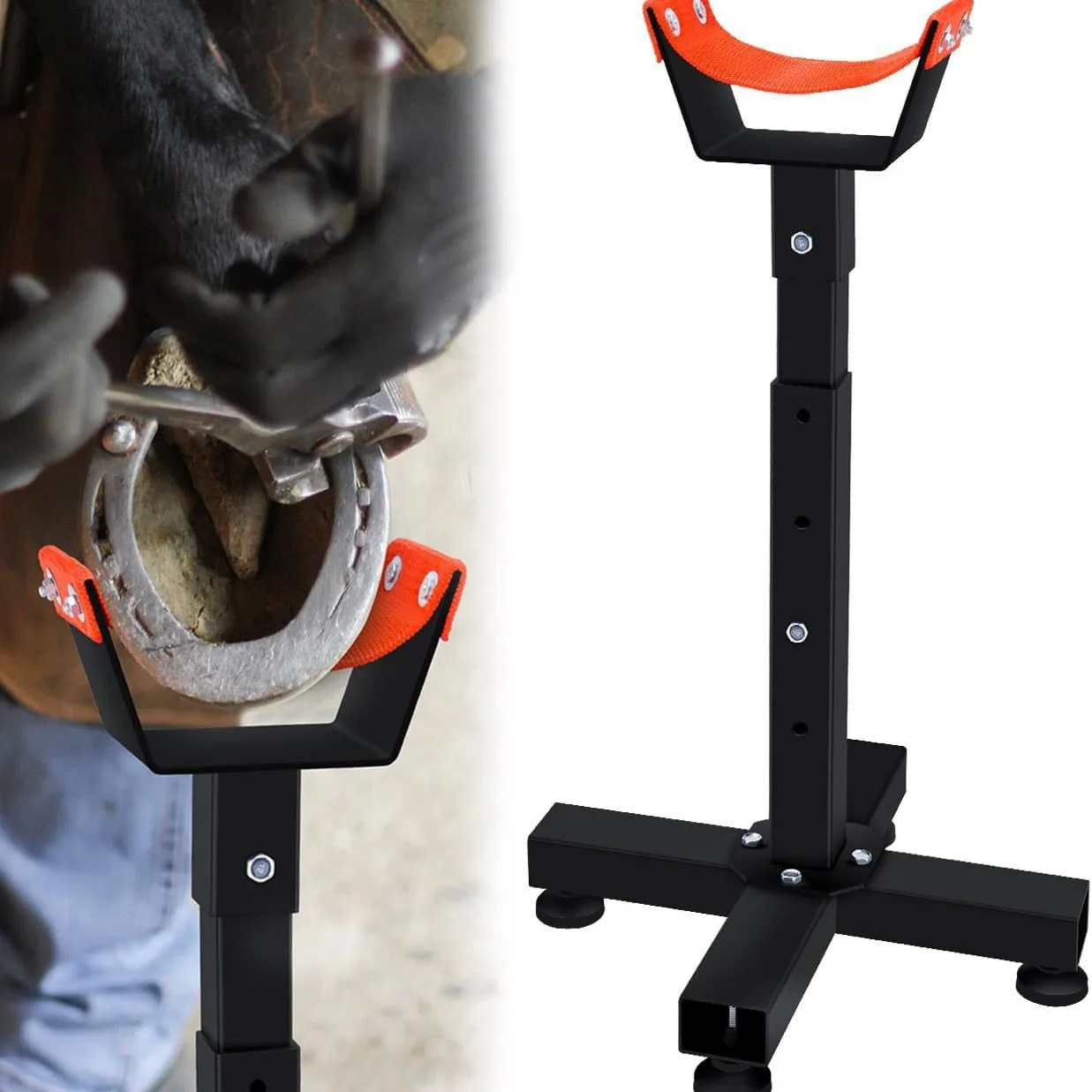 New Adjustable Farrier Hoof Stand for Horses Metal Strong Load Horse Trimming Shoeing Tools