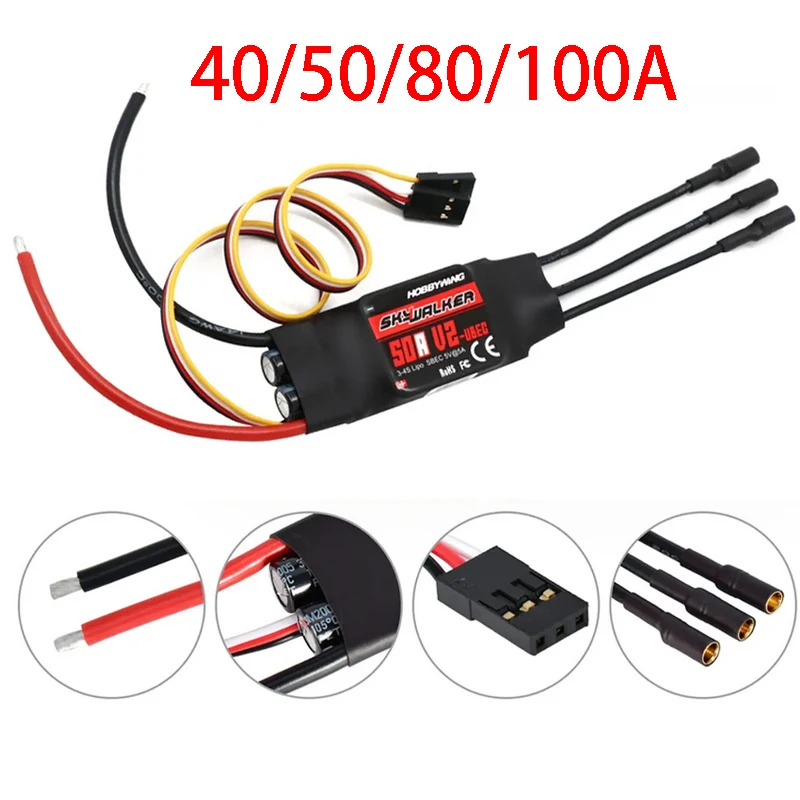 Hobbywing Skywalker 40A 50A 80A 100A V2 kontroler prędkość ESC z UBEC dla RC FPV Quadcopter samolot helikopter