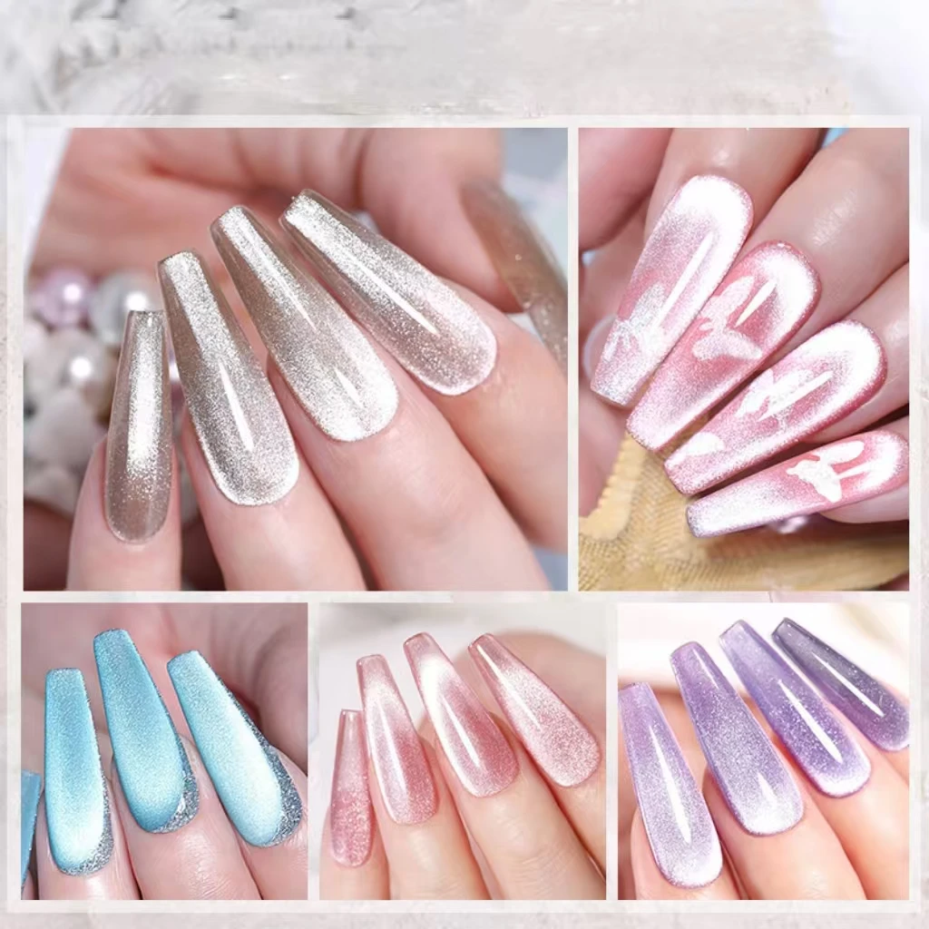 مجموعة طلاء أظافر جل مغناطيسي لامع مكونة من 6 زجاجات - جل عين القطة المجسم عاكس شبه دائم للأشعة فوق البنفسجية لامع قابل للإزالة #2