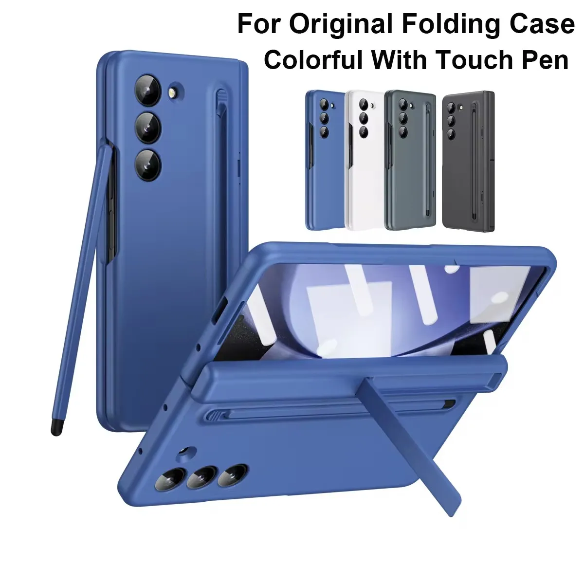 360 Full Protection Hinge Case For Samsung Galaxy Z Fold 5 4 3 6 Tempered Glass Film Original With Touch Pen Folding Cover Stand