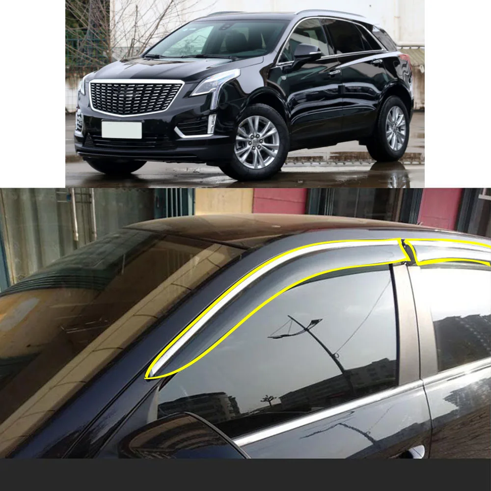 

Car Body Styling Sticker Plastic Window Glass Wind Visor Rain/Sun Guard Vent For Cadillac XT5 2016 2017 2018 2019 2020 2021 2022