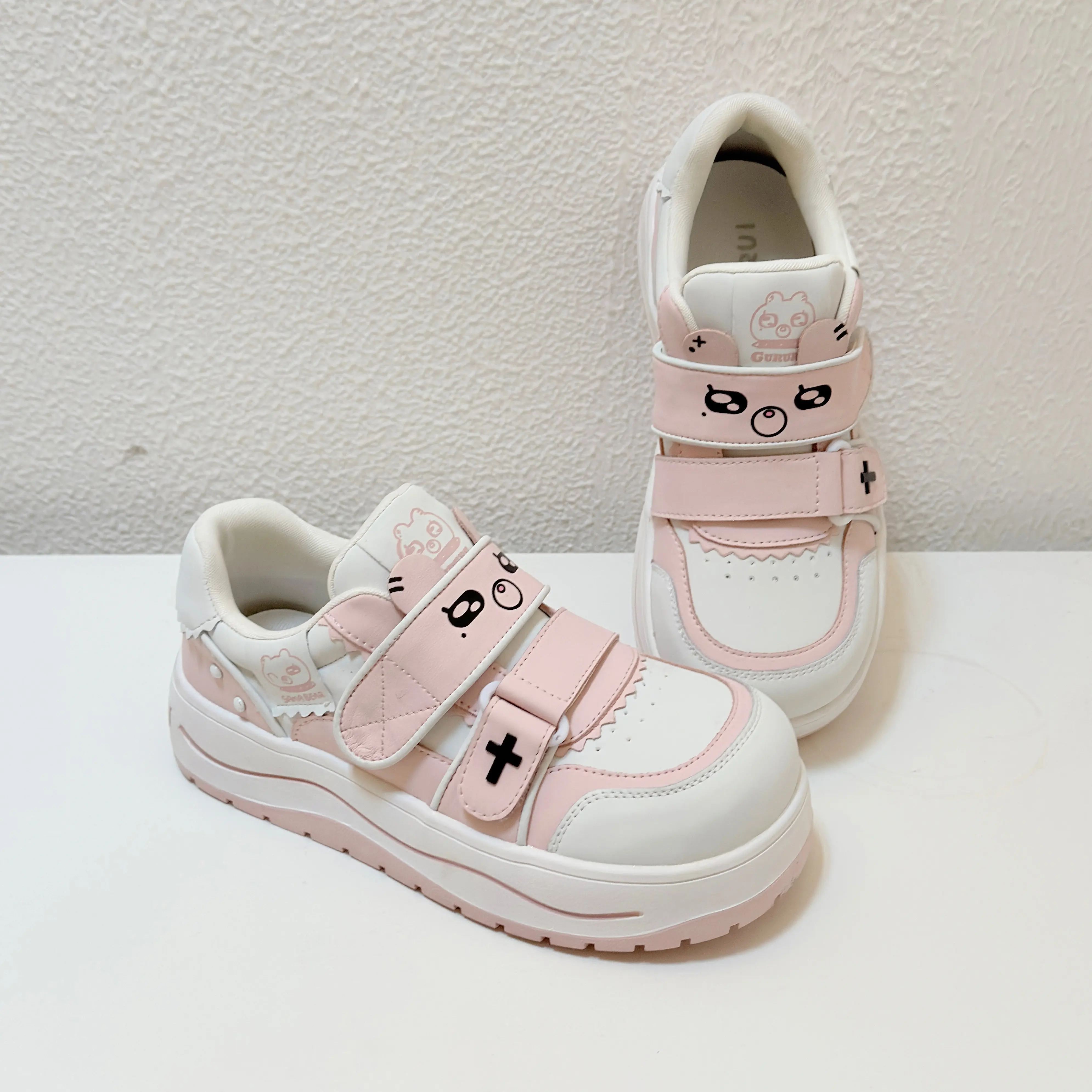 Kawaii Bunny Bear Theme Platform Sneakers Gururu Sweet Lolita Girls Chunky Sole Shoes Cute Daily Footwear
