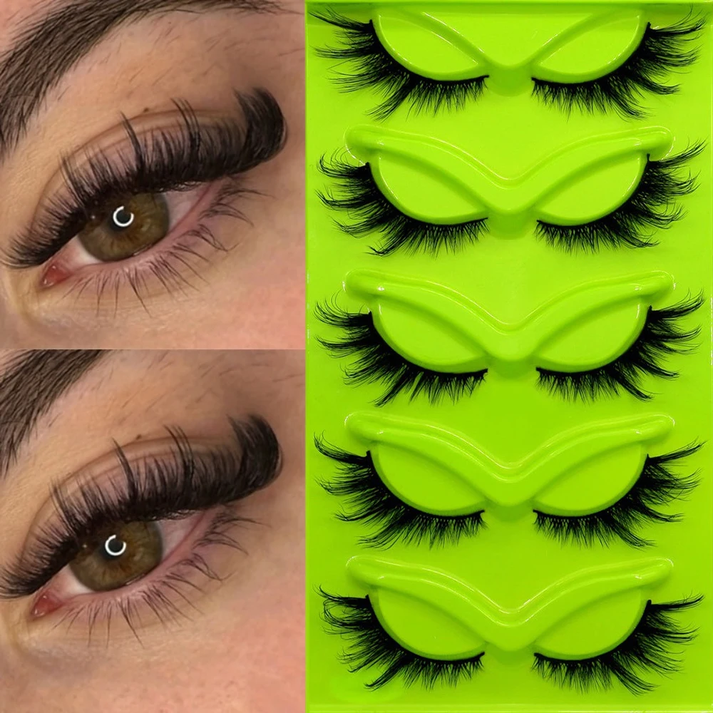 ホリデー キャッツアイ アイラッシュ 5 ペア - 自然な外観、ふわふわで柔らかいフルバンドのスレンダーなクロスデザイン