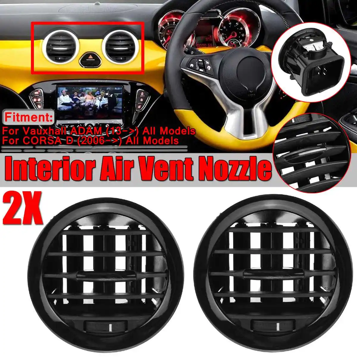 

Car Interior Heater A/C Air Vent Cover Outlet Grille For Vauxhall Opel ADAM / CORSA D MK III Air Conditioning Vents Trim Covers