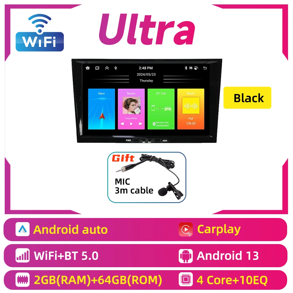 Carplay Autoradio 2 Din Android Radio GPS WIFI Auto Car Multimedia 8" Screen Stereo for Opel Corsa D 2007-2014 image 3