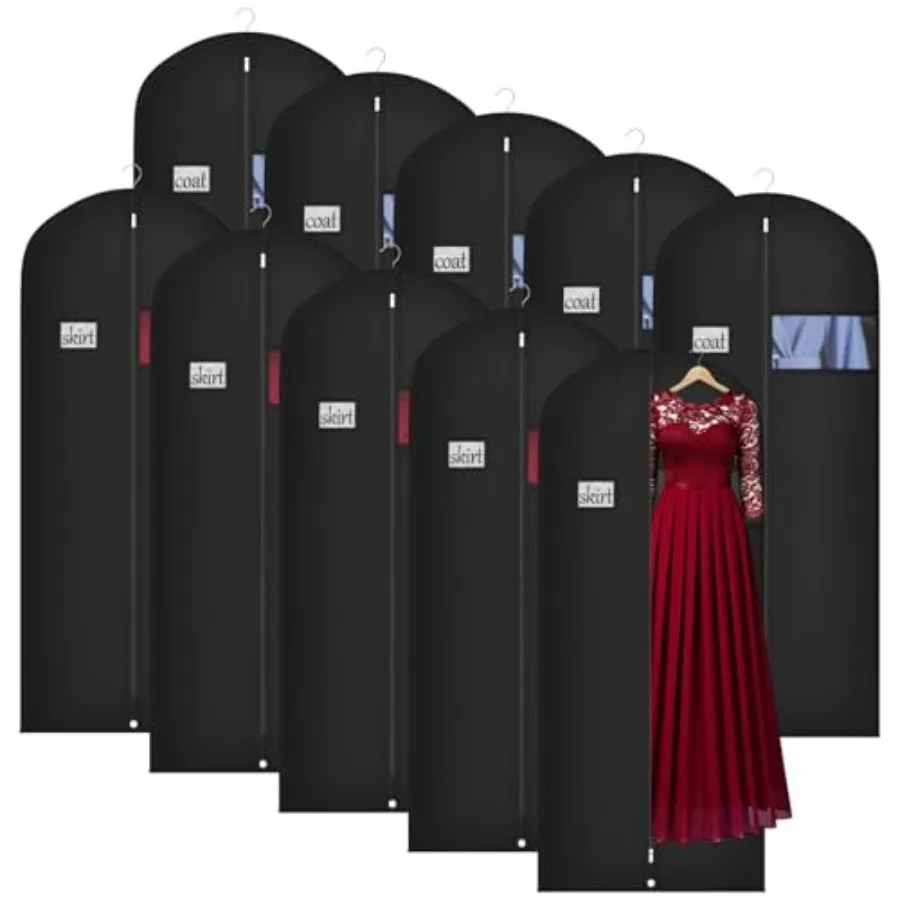 

60 Inch Lightweight Long Garment Bag for Hanging Clothes Breathable Full Zipper Gown Dress Cover Bag with Clear Window and ID C