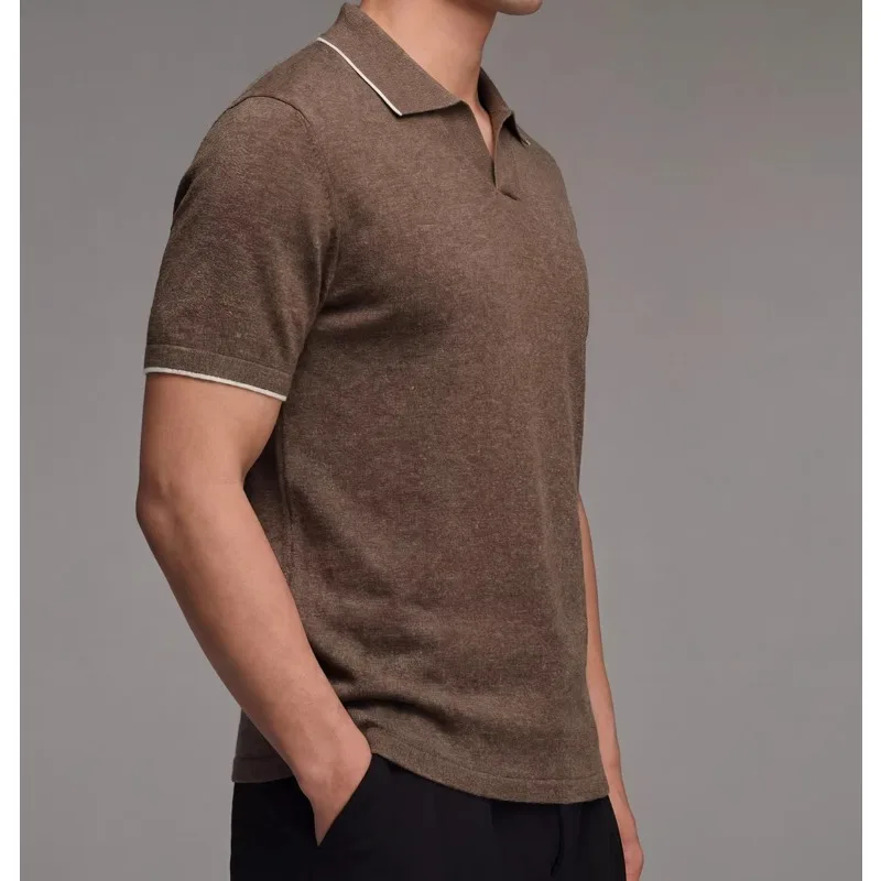 Men's Business Casual POLO Shirt Seagull Collar Skin-friendly 100% Lyocell Knitted Short-sleeved