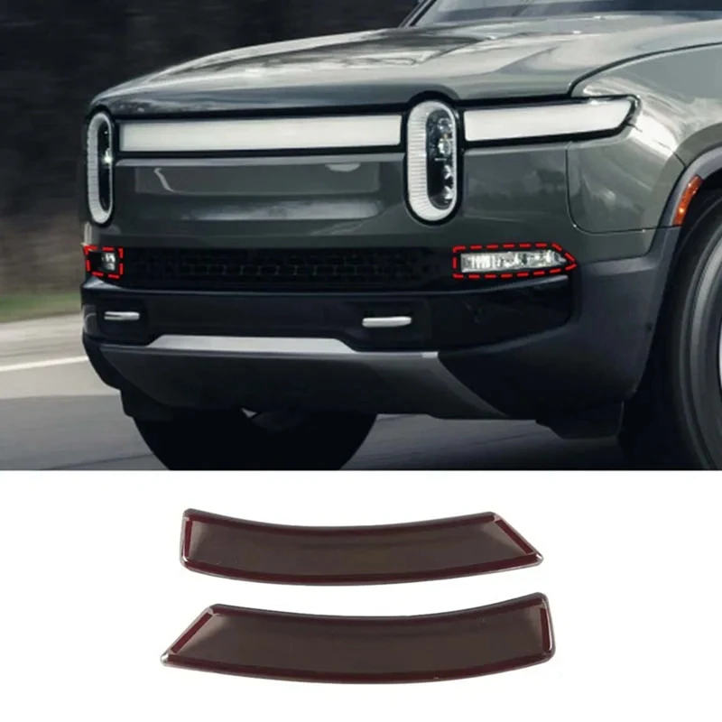 2 Piece Front Turn Signal Light Side Lamp Cover Smoked Black Exterior Accessories For Rivian R1T 2023 2024